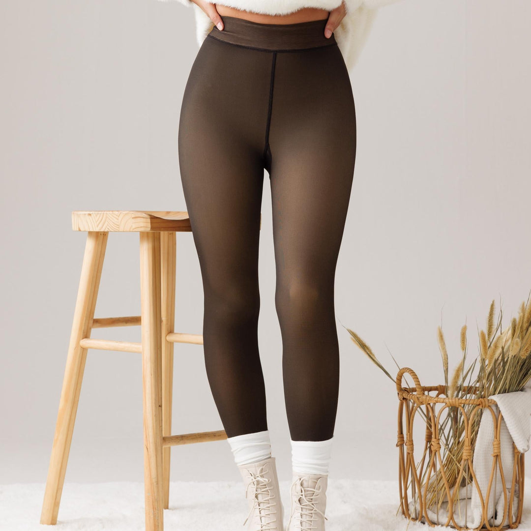 Fleece-Lined Sheer Effect Thermal Tights