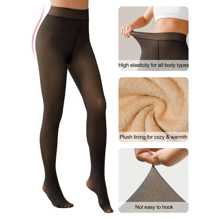 Fleece-Lined Sheer Effect Thermal Tights