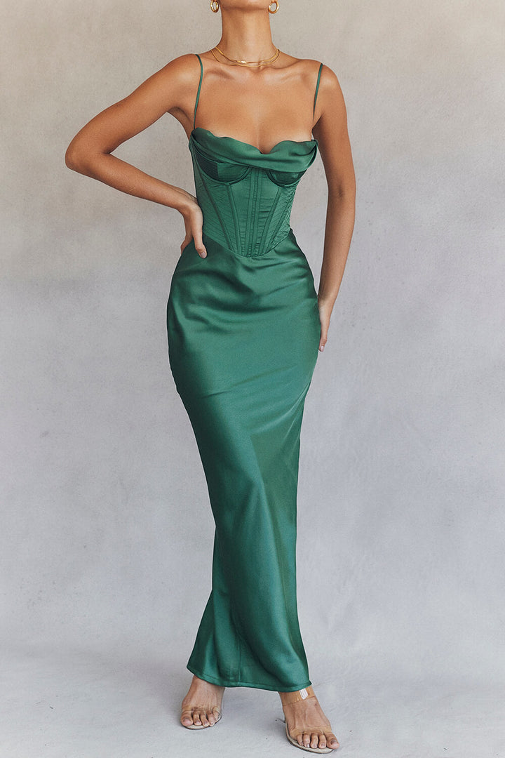 Emerald corset maxi dress