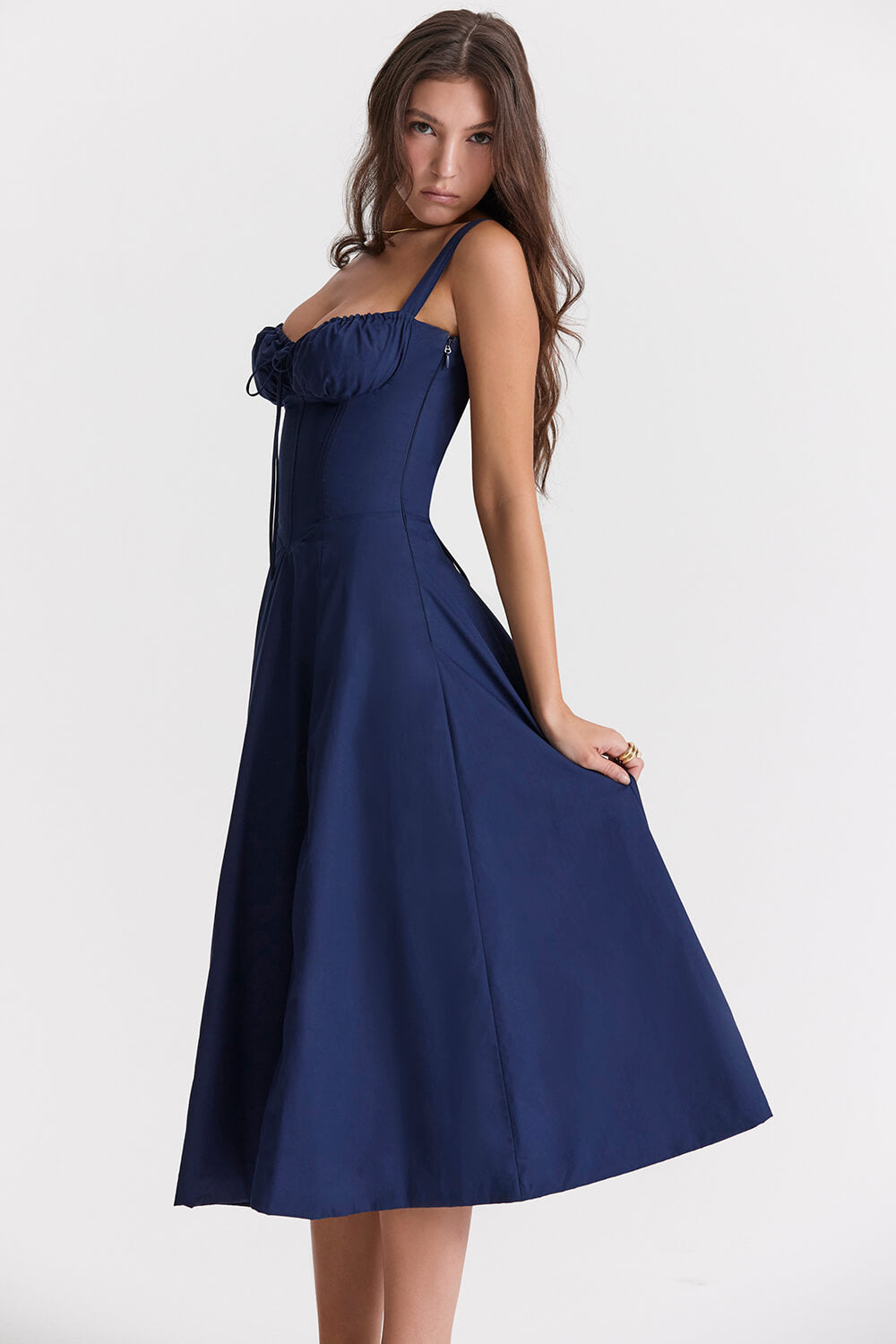 Navy blue bustier dress