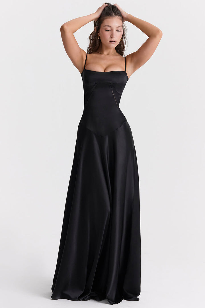 Black lace back maxi dress