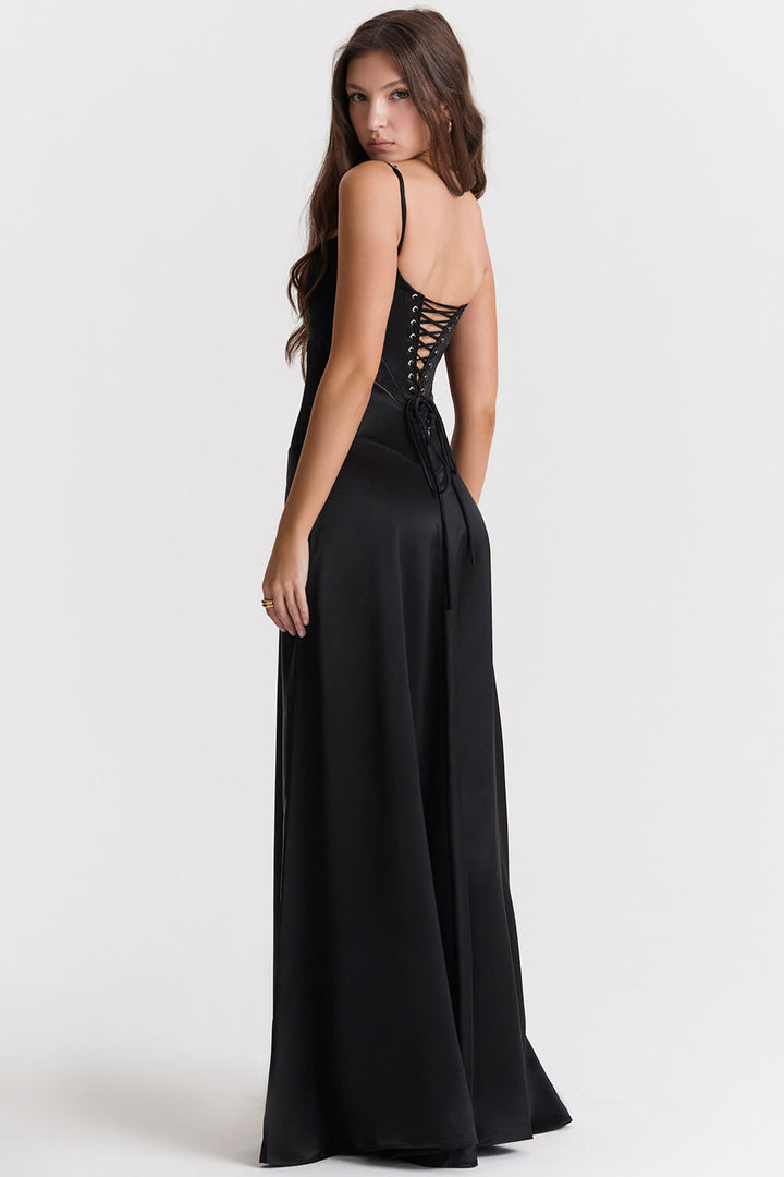 Black lace back maxi dress