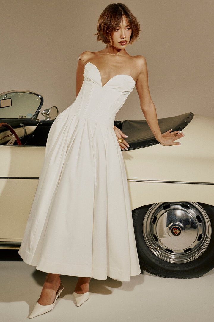 White strapless dress