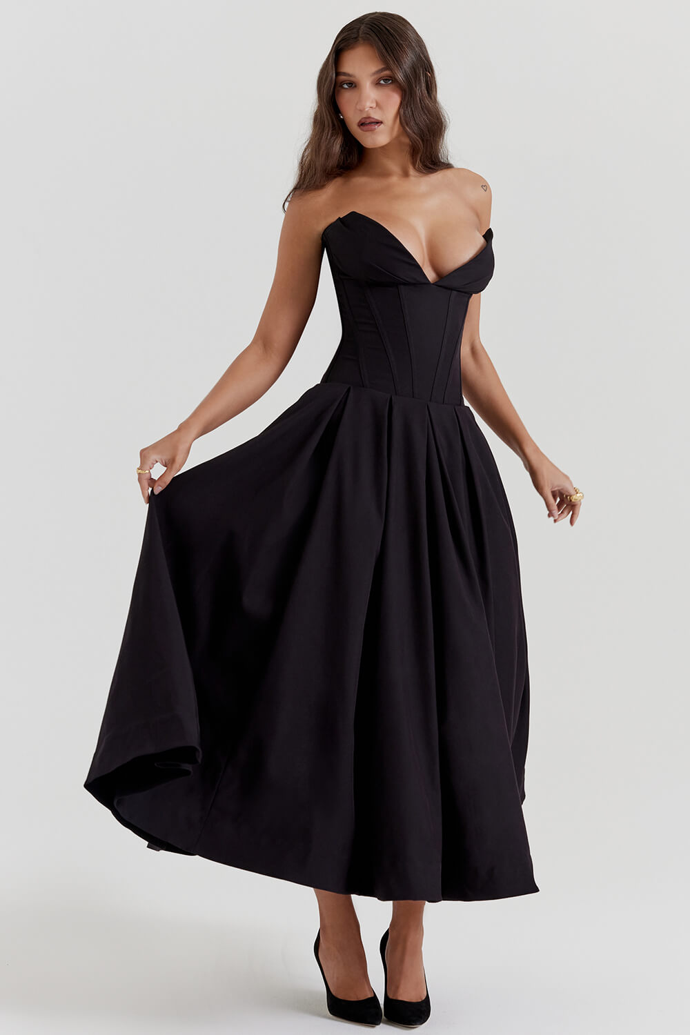 Black strapless dress