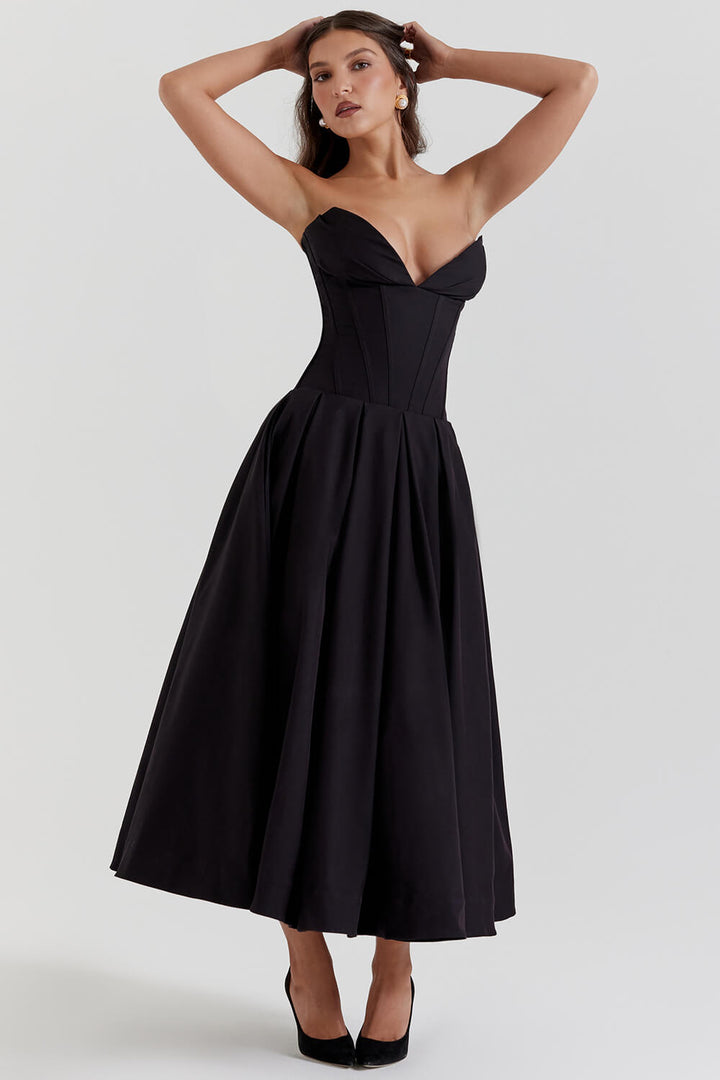 Black strapless dress